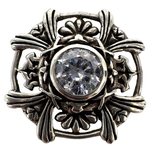 Orecchini Clip Bracciale Vintage Tono Argento Lavoro Aperto Filigrana Incorporato Strass - Foto 11 di 14