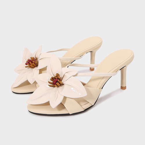Womens Summer New Fashion Flower Decor Stiletto Sexy Temperament Slippers - Picture 11 of 25