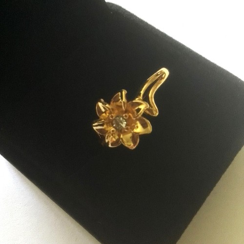 Brand New 18k Gold Plated Flower Head Zircon Ring, With Velvet Ring Box - Size O - Picture 6 of 6