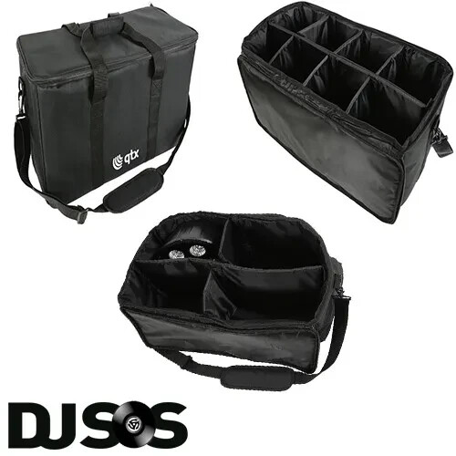 QTX 4-WAY PAR CAN & ACCESSORIES TRANSPORT CARRY BAG WITH REMOVABLE DIVIDERS
