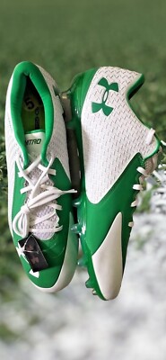 Under Armour Nitro Clutchfit Men 15 Football Cleats White Green Genuine Leather