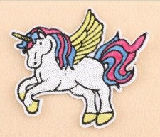 big wing fly Sequin Unicorn Embroidered Iron-On/Sew-On Patch Patchs B038
