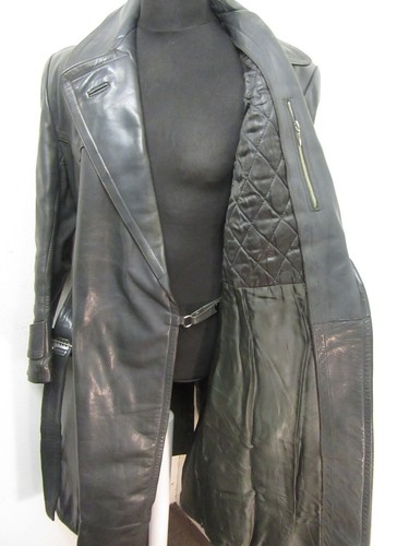 VINTAGE WW2 GERMAN LEATHER OFFICERS HEAVY TRENCH COAT JACKET SIZE M - Picture 16 of 20