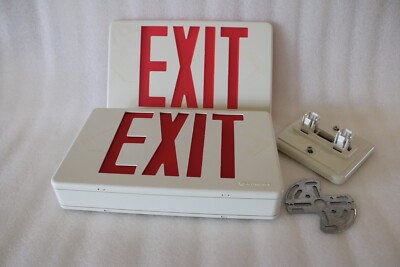 Lithonia LQM S W 3 R 120/277 EL N - Exit Signs with Battery BU - Lot of 2