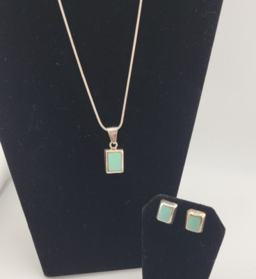 New Mexico Indian Turquoise and SS 925 Necklace and Earrings