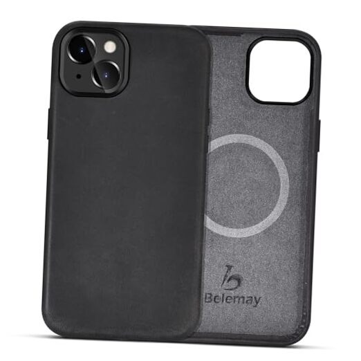Compatible with Leather Case Magsafe - Top iPhone 14 Plus Weathered Wood Black