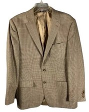 NICE Ralph Lauren Wool/Silk Houndstooth Beige Blazer Jacket Mens 42L