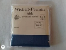 WICHELT PERMIN NORDIC BLUE AIDA 14 CT STITCH FABRIC 18" X 25"