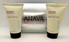NEW in box AHAVA Deadsea Water Mineral Shower Gel & Body Lotion 40ml Gift Set
