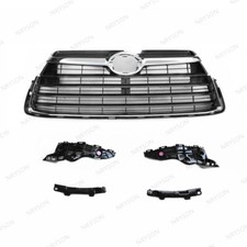 4 Bumper Retainer + Front Upper Chrome Gray Grille For Highlander 2014 2015 2016