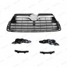 4 Bumper Retainer + Front Upper Chrome Gray Grille For Highlander 2014 2015 2016