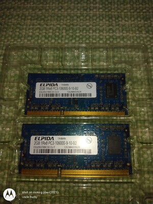 2- Elpida 2GB 1Rx8 PC-10600S-9-10-B2 memory stick EBJ20UF8BCSO-DJ-F