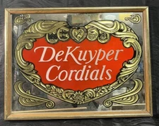 Vintage DeKuyper Cordials 100 Proof Framed Bar Mirror Sign Liqueur Advertisement