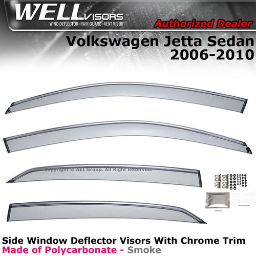 WELLvisors for Volkswagen Jetta 0610 Sedan Window Visor Chrome Wind