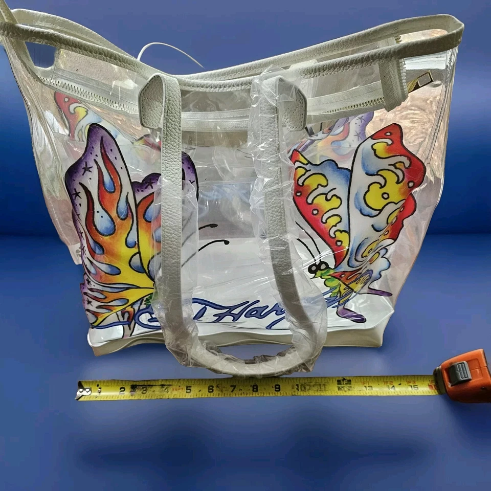 Bolso de Hombro Ed Hardy PVC PÚRPURA MARIPOSA Boho Cartera Transparente Nuevo con Etiquetas Precio de venta sugerido por el fabricante $159 Foto 3 de 4