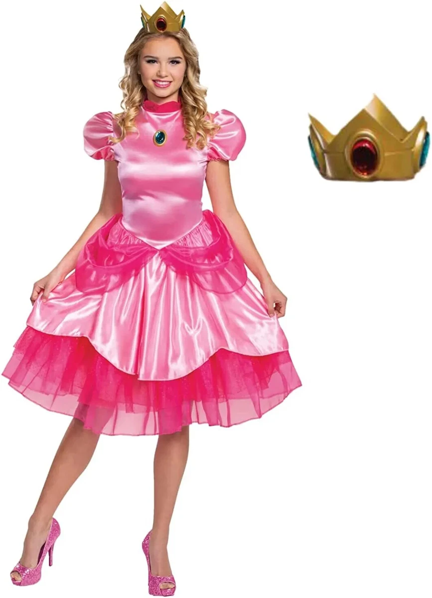 Set De Accesorios Princesa Peach | Corona, Guantes, Pendientes Y Broche | Disfraz Para Cosplay, Carnaval Y Halloween