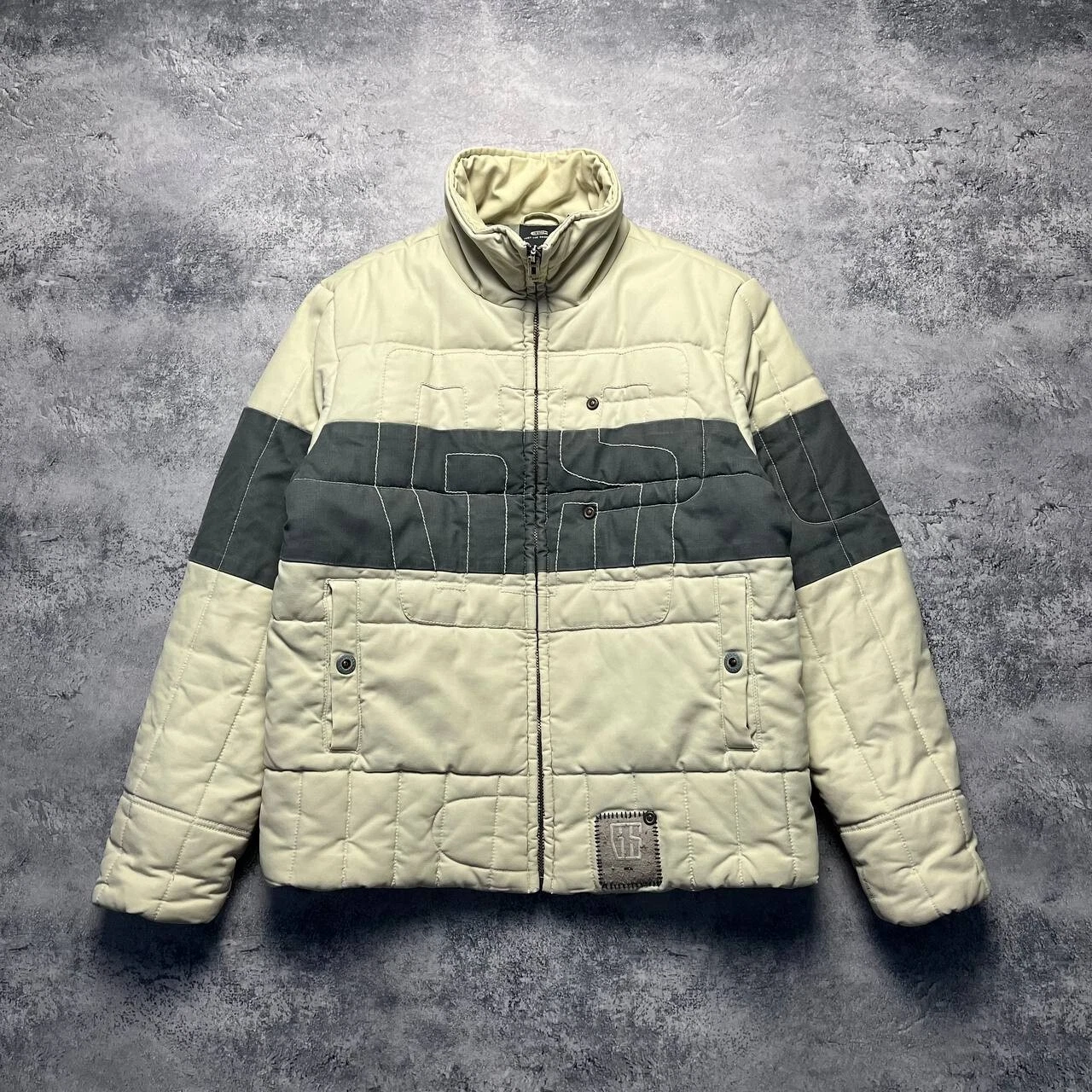 G-Star Big Central Logo Puffer Jacket Men's Size L Long Sleeve White