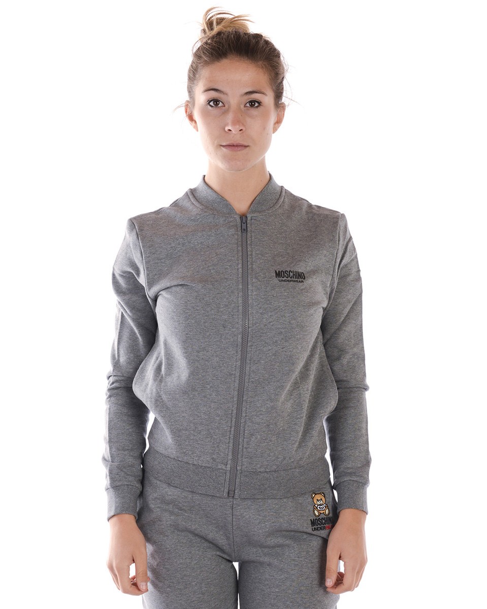 Felpa Moschino Underwear Sweatshirt Hoodie Cotone Donna Grigio