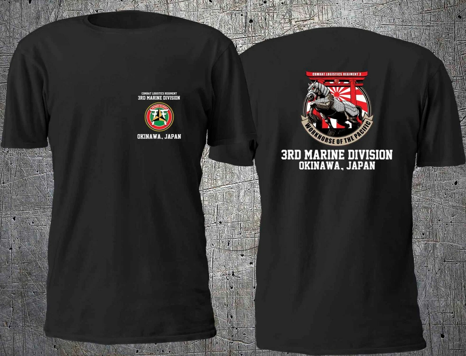 NEW USMC 3rd Marine Division Okinawa Double Sided T-Shirt