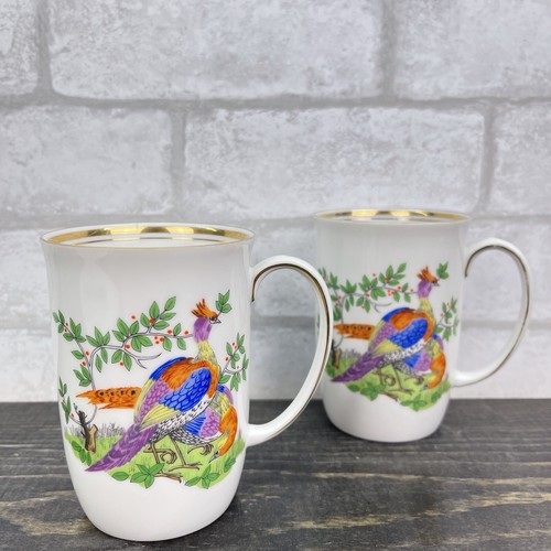 fitz and floyd Bird series porcelain 10oz Cups Set Of 2 Gold trim - Picture 11 of 12