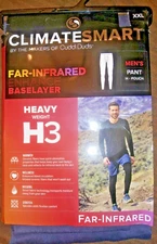 Cuddl Duds Climate Smart Black Far-Infrared Base Layer Heavy Men's H3 XXL Pants 
