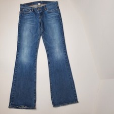 Lucky Brand Women's 6 28 Denim Blue Jeans Button Fly Flare Made in USA