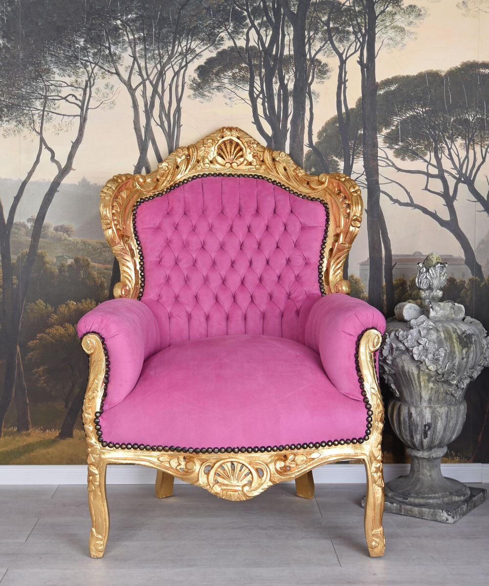 FAUTEUIL BAROQUE XXL trône fauteuil cheminée ancien fauteuil rembourré