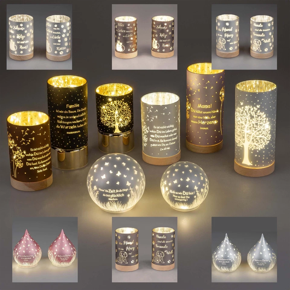 Deko-Licht o. Deko-Kugel mit Spruch LED-Licht + Dekor Glas formano Tischdeko