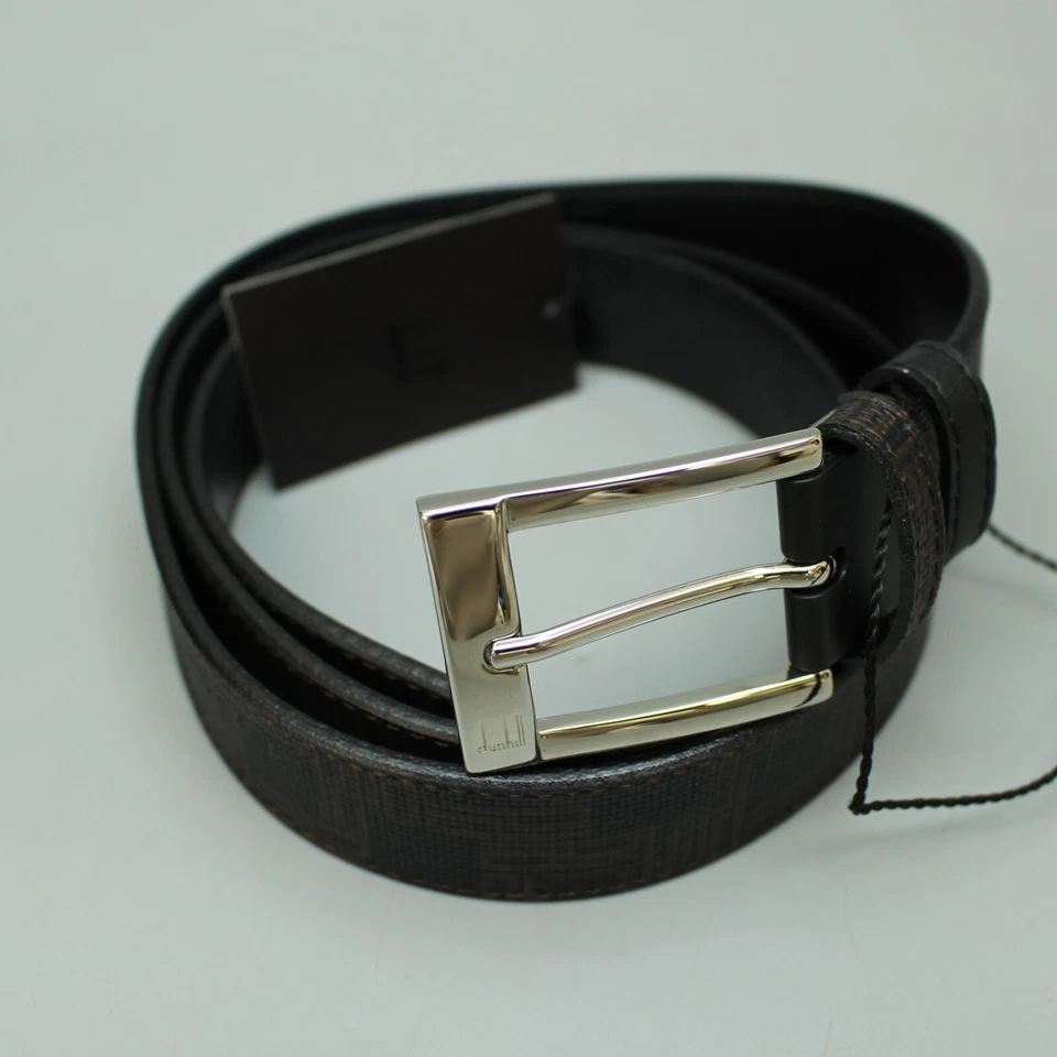 Cinturón de cuero vintage Alfred Dunhill cuero negro marrón herrajes color plata Foto 2 de 4