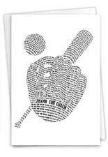 1 Funny Thank You Card with Envelope - Baseball Mitt C3124TYG