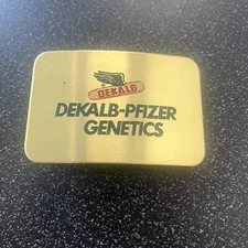 Dekalb-Pfizer Genetics Brass 1980s Vintage Belt Buckle