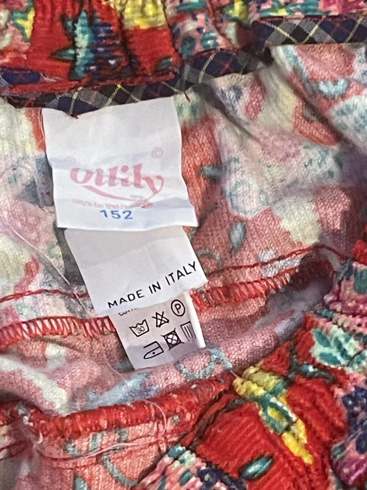 Pantalones de pana Oilily Red niñas 152 EE. UU. 12 algodón cintura elástica volantes bolsillos Foto 4 de 4