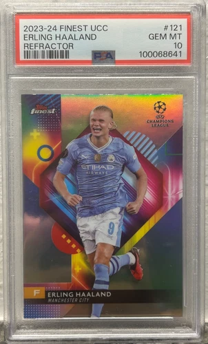 2023-24 Topps Finest UCC Erling Haaland Refractor SP #121 PSA 10 Manchester City