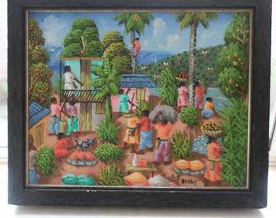 Listed Artist L Y Alaby Haitian Framed Original Painting