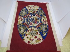 Vintage Completed 12" x 20" Navy  Rust Color Needlepoint Canvas Tapestry