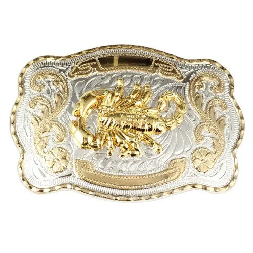 Fibbia cintura animale grande doppio colore scorpione oro per uomo lega cowboy western - Foto 3 di 34