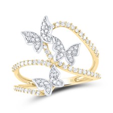 10K Yellow Gold 3/8 Cttw Diamond GIFT BUTTERFLY RING