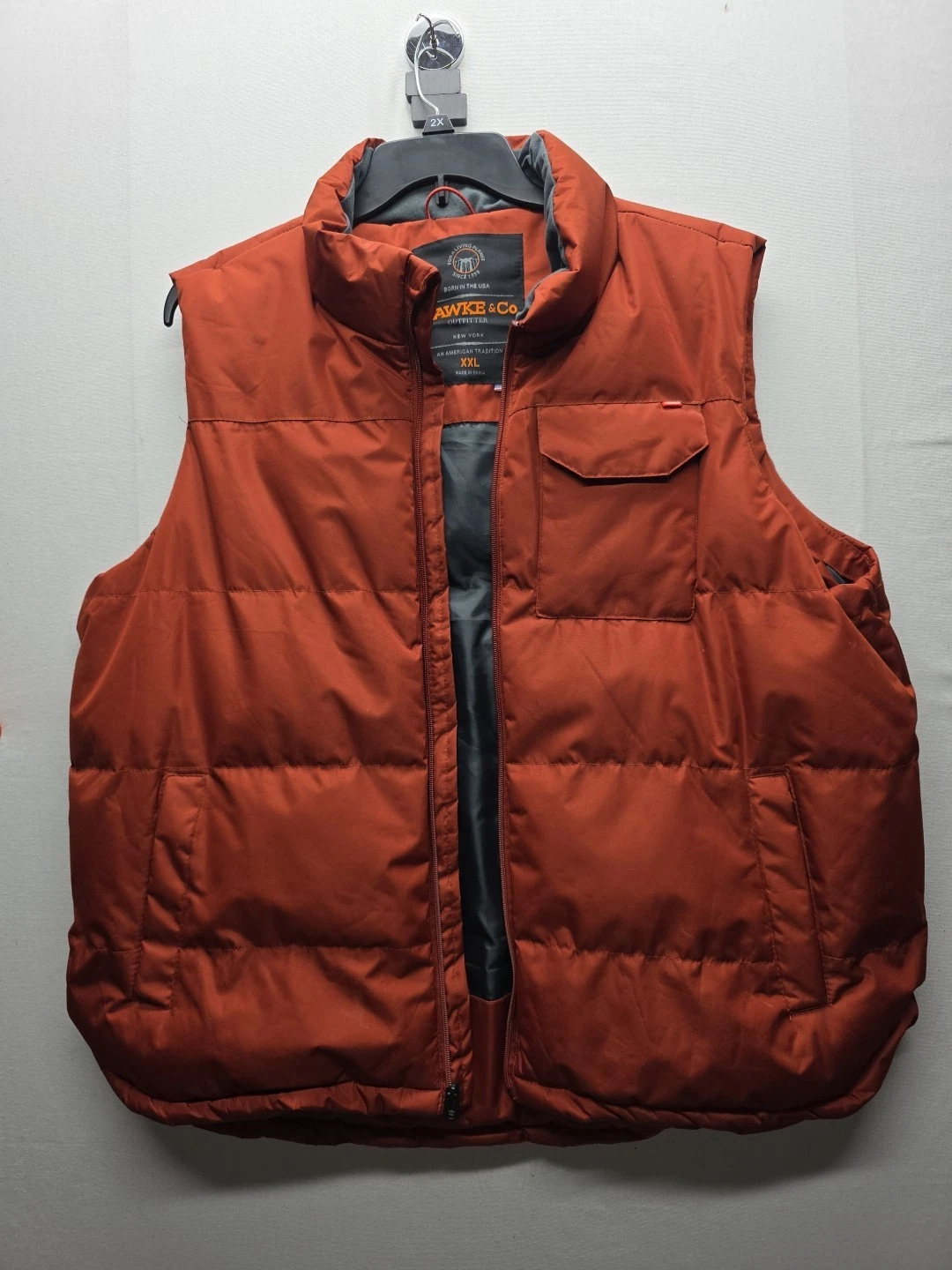 Hawke & Co Outfitter Quilted Puffer Vest Men's Size LARGE Pottery Orange XXL