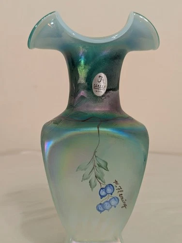 Fenton Glass Hand Painted Vase