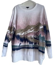Torrid Ski Cozy Fleece Sweatshirt Plus Sz 3 Or 3X White Graphic Print Outdoors