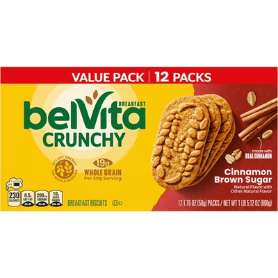 belVita Breakfast Bars Biscuits, Cinnamon Brown Sugar, Value Pack, 12 Packs