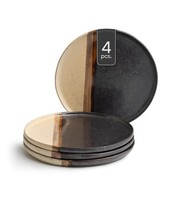 Brotteller 4Er Set Teller Servierteller Keramik Matt Schwarz Braun Ø 13 Cm
