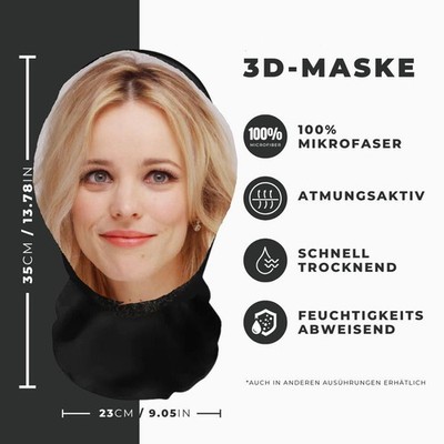 Realistische Rachel McAdams 3D-Druck Vollgesichtsmaske   Atmungsaktiv, Witz