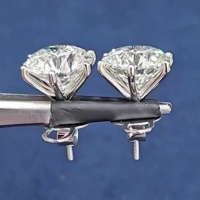 Round Cut Simulated Diamond Women's Solitaire Stud Earring 14k White Gold Plated