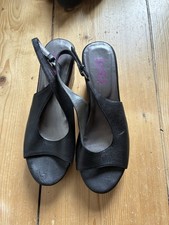 Black Leather Sandals With Cork Wedge Heel From Jones Footwear Size 37