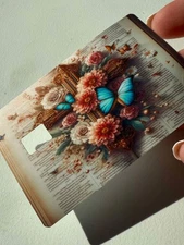 Anime Custom Credit Card Skin with Flowers and Butterflies Premium Quality