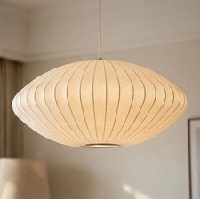 Modern 23.6" White Silk Lantern Pendant Light for Kitchen & Dining Room