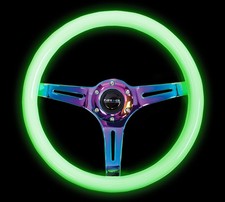 Nrg Classic Wood Grain Steering Wheel 350mm Glow-n-the-dark Green Grip W Neo Nrg Classic Wood Grain Steering Wheel 350mm Glow-n-the-dark Green Grip W Neo
