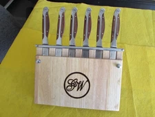 GUNTER WILHELM EXECUTIVE CHEF SERIES STEAK KNIVES SET OF 6 GERMAN STEEL W/ RACK