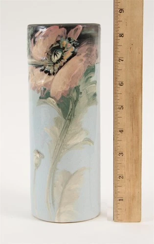 Antique WELLER Impasto Hand Painted Flower EOCEAN Late American Art Pottery Vase